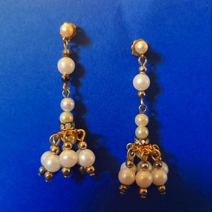 Plated Gold Pearl Dangle Earrings ✨️ 💛